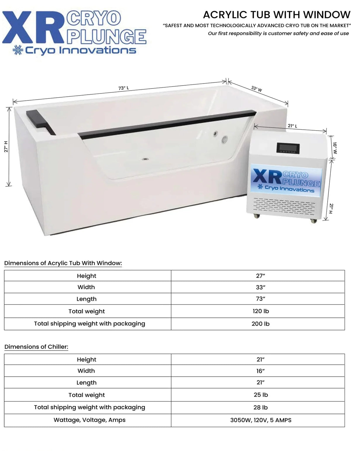 Cryo Plunge Acrylic Tub Window Edition | Cryo Innovations