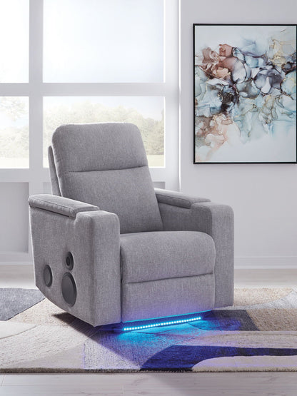 Pineland - Glider Power Recliner With Audio System - Pewter