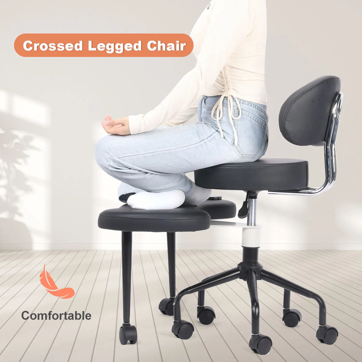 Cross Desk Chair with Lumbar Support and Height Adjustable,Desk Chair for Adults,Legged Office Chair with Wheels