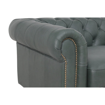 Belgravia Chesterfield Top Grain Leather Sofa with Tufted Back & Rolled Arms