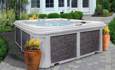 Arcadia Luxury Hot Tub – 7-Person Spa with Dual Captain’s Chairs & Open Footwell, 8' Design