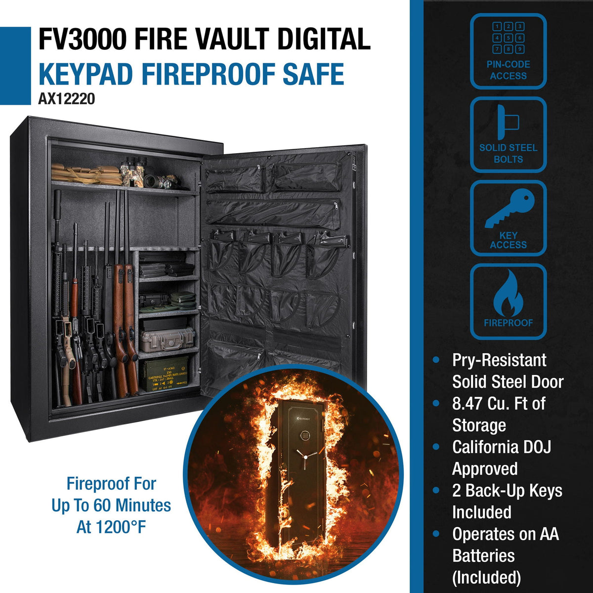 Tall Fireproof Protection Safe Vault