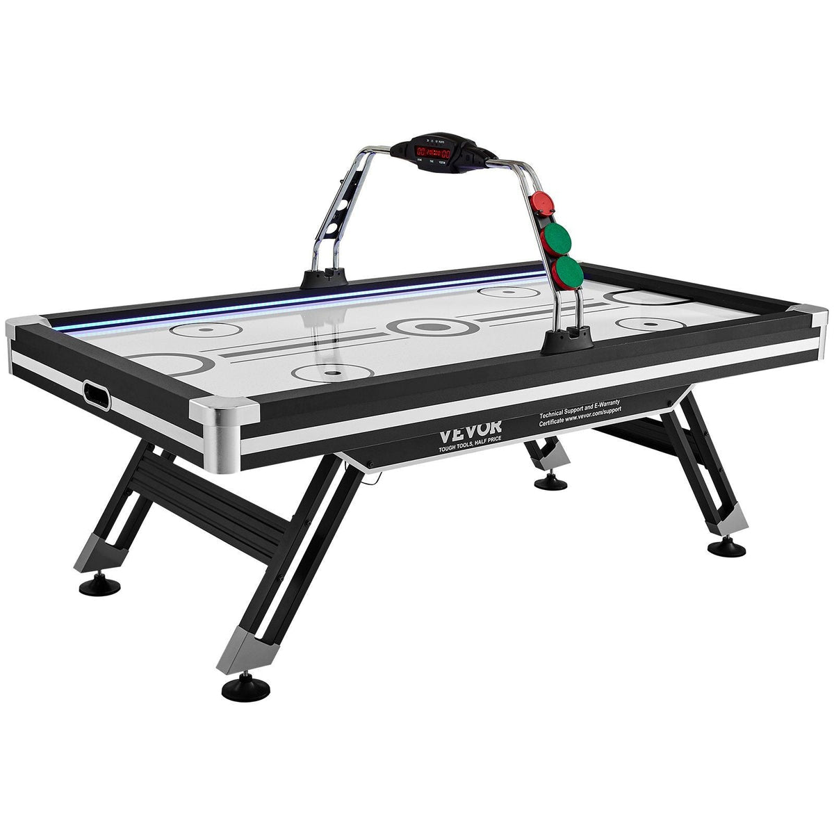 Air-Powered Hockey Table, 89" Indoor Hockey Table for Kids and Adults, LED Sports Hockey Game with 2 Pucks, 2 Pushers, and Electronic Score System, Arcade Gaming Set for Game Room Family Home